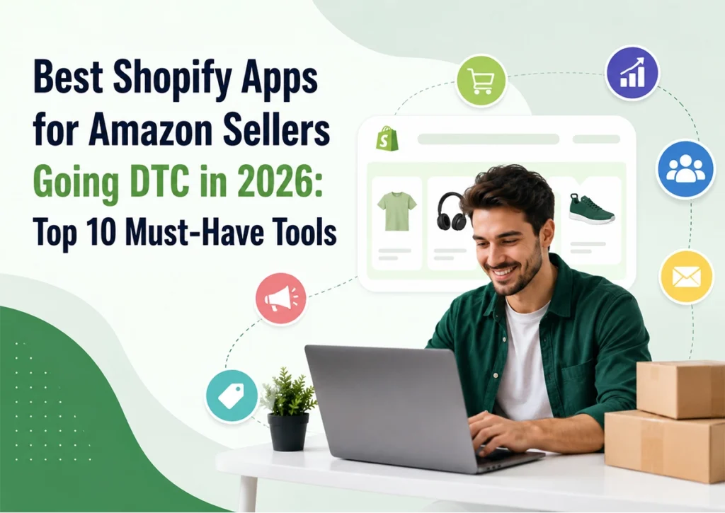 Best Shopify apps for Amazon sellers going DTC in 2026, featuring top Shopify tools for email marketing, analytics, customer support, reviews, and store growth.