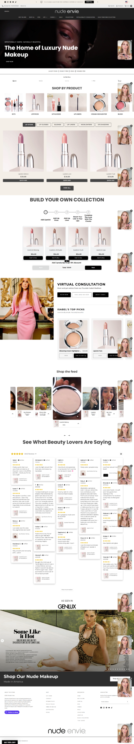 Nude Envie desktop homepage