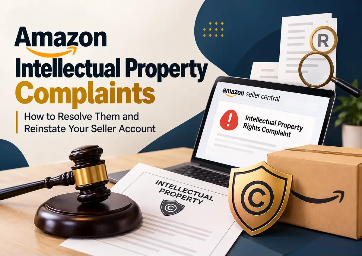 Amazon intellectual property complaints guide showing how to resolve IP violations and reinstate an Amazon seller account.